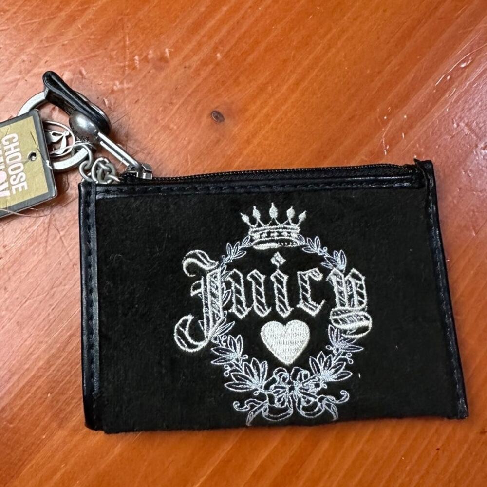 NWT Vintage Y2K Juicy Couture Black Velour Small Wallet w/ Key Chain